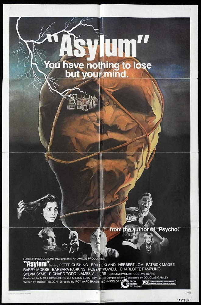 ASYLUM Original US One sheet Movie poster Robert Bloch Peter Cushing Britt Ekland