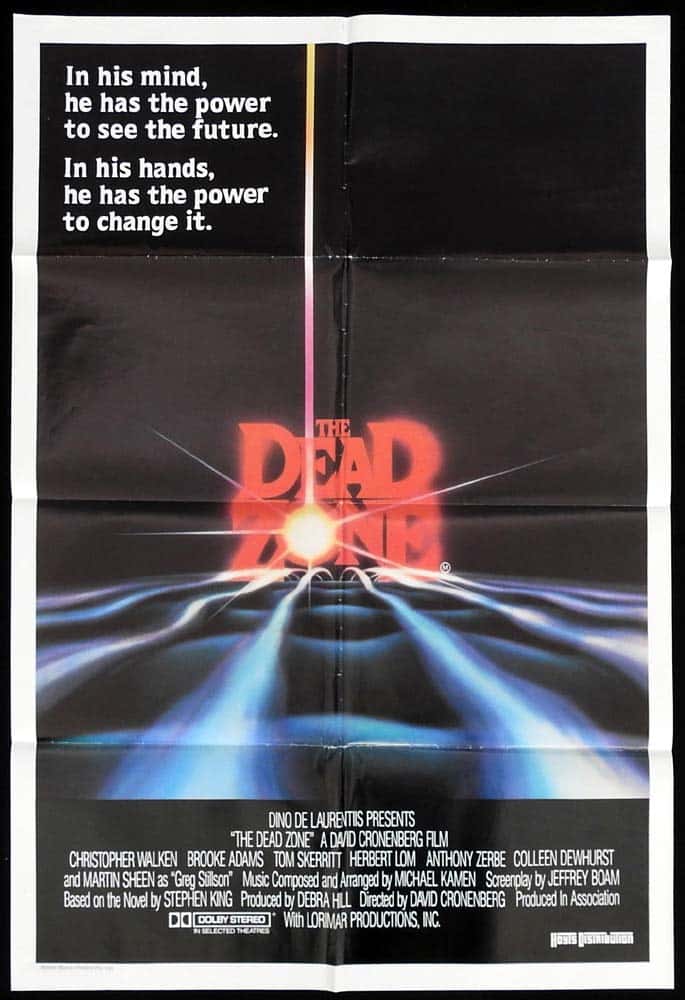 THE DEAD ZONE Original One sheet Movie poster Christopher Walken David Cronenberg Stephen King