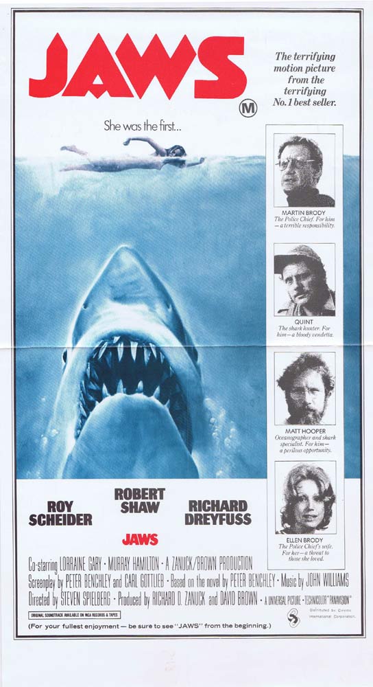 JAWS Original 12″ x 17″ Movie Poster Roy Scheider Shark Robert Shaw