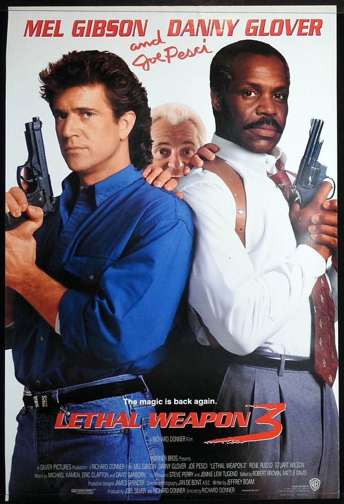 LETHAL WEAPON 3 Original One sheet Movie poster Mel Gibson Danny Glover Joe Pesci