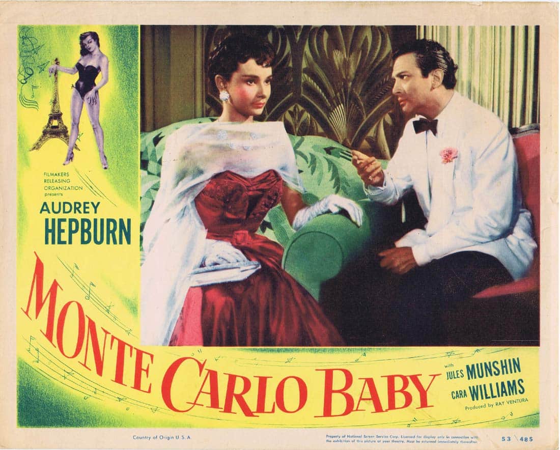 MONTE CARLO BABY Original Lobby Card 3 Audrey Hepburn