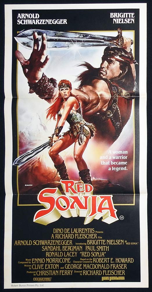 RED SONJA Daybill Movie Poster Arnold Schwarzenegger Brigitte Nielsen