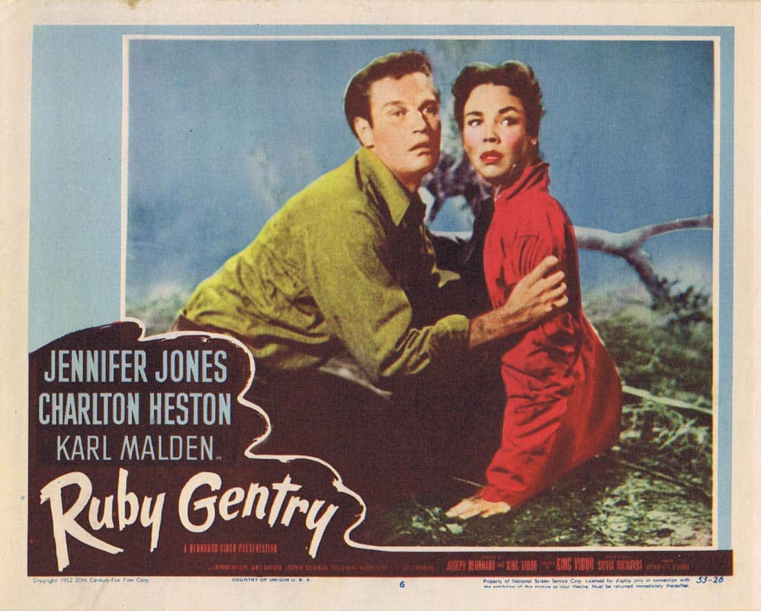 RUBY GENTRY Original Lobby Card 6 Jennifer Jones Charlton Heston Karl Malden