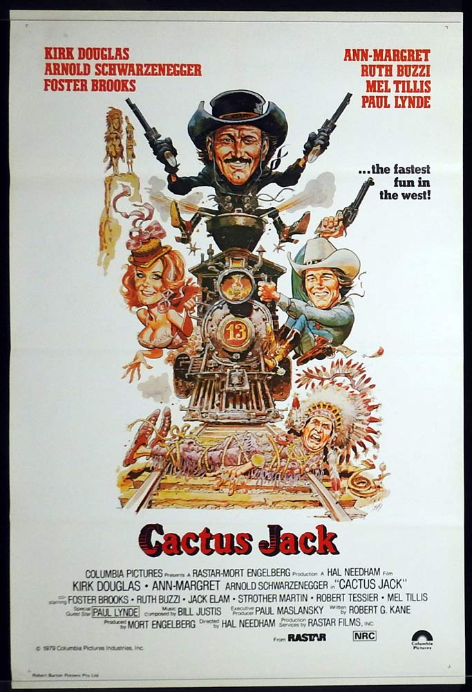 CACTUS JACK Original One sheet Movie poster Kirk Douglas Arnold Schwarzenegger