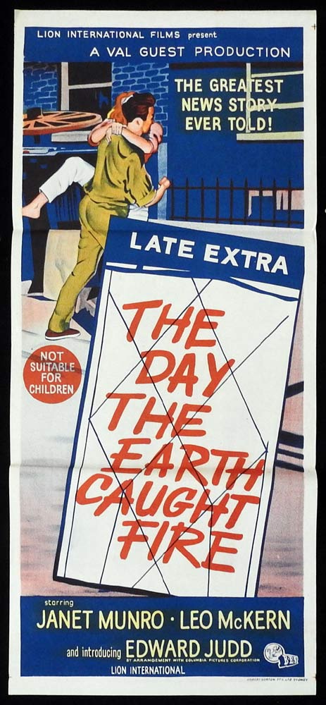 THE DAY THE EARTH CAUGHT FIRE Movie poster 1961 SCI FI Australian Daybill