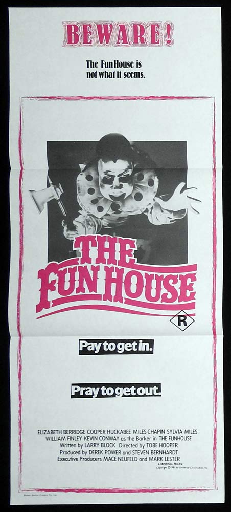 THE FUNHOUSE Original Daybill Movie poster Mia Farrow Tobe Hooper Elizabeth Berridge Horror