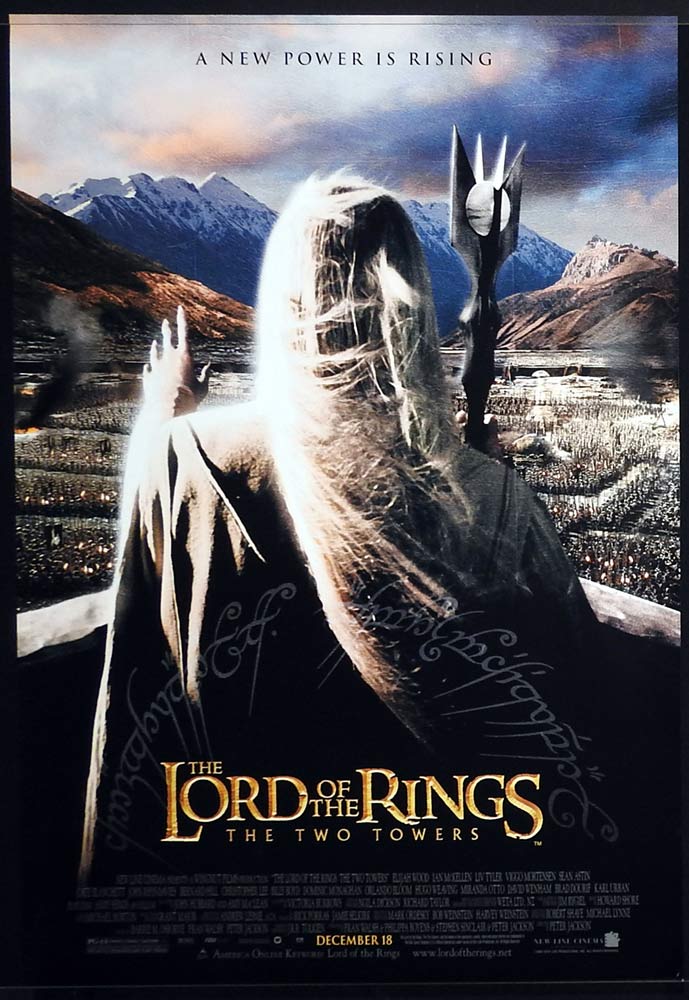 LORD OF THE RINGS THE TWO TOWERS Original One sheet Movie poster Christopher Lee