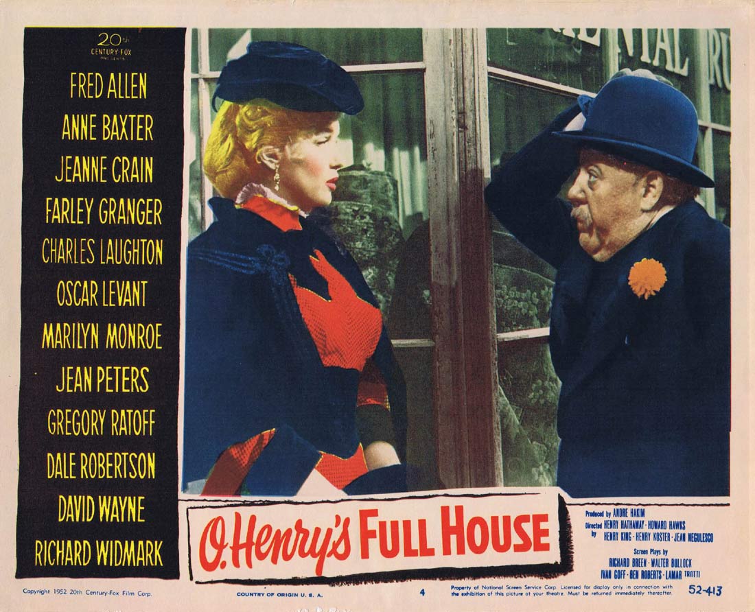 O HENRY’S FULL HOUSE Original Lobby Card 4 the only card featuring Marilyn Monroe