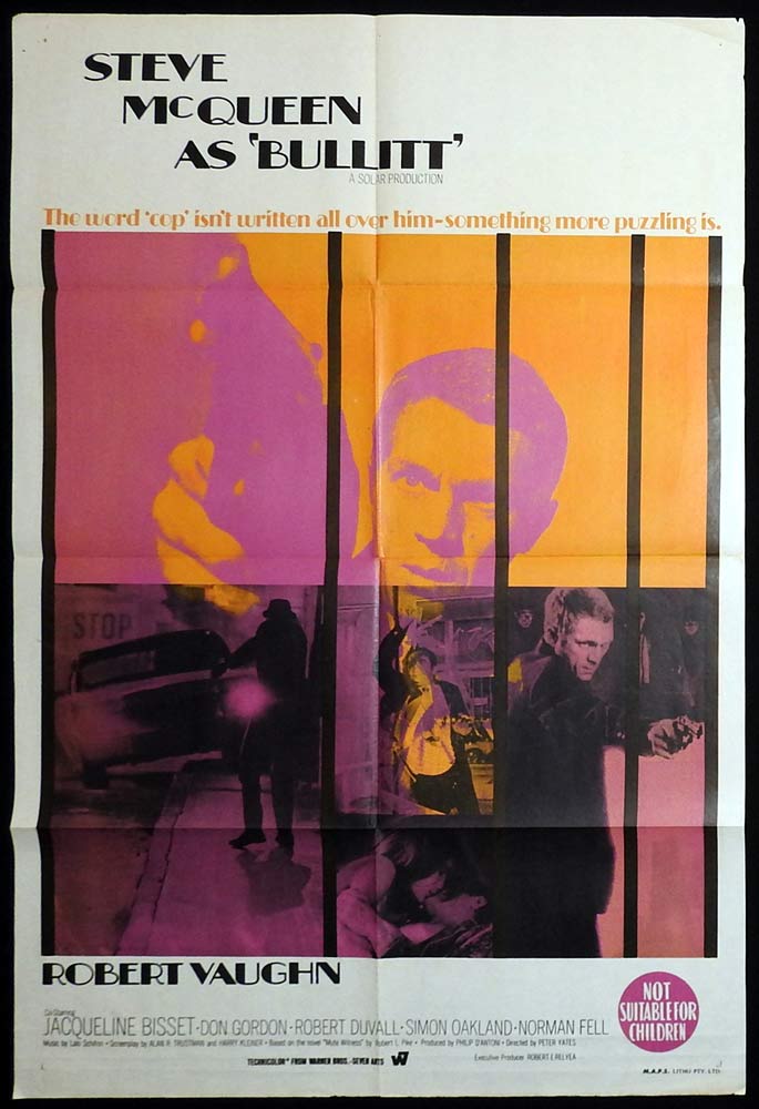 BULLITT Original Australian One Sheet Movie poster Steve McQueen VERY RARE