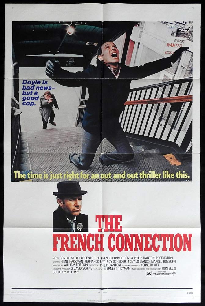 THE FRENCH CONNECTION Original One Sheet Movie poster Gene Hackman Roy Scheider