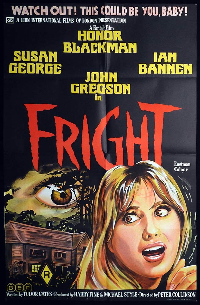 FRIGHT Original One Sheet Movie poster Susan George Honor Blackman Horror