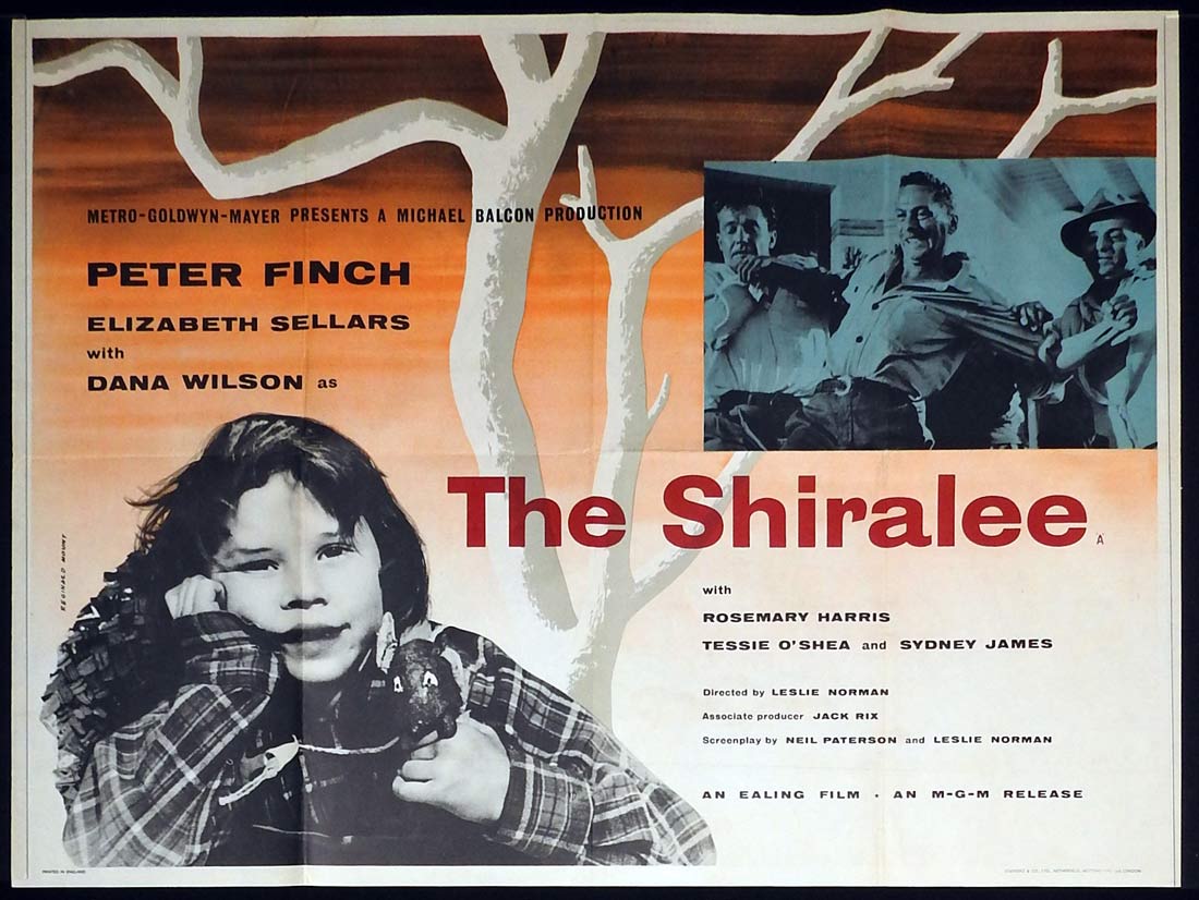 THE SHIRALEE Original British Quad Movie Poster Peter Finch Australian Classic Ealing Studios