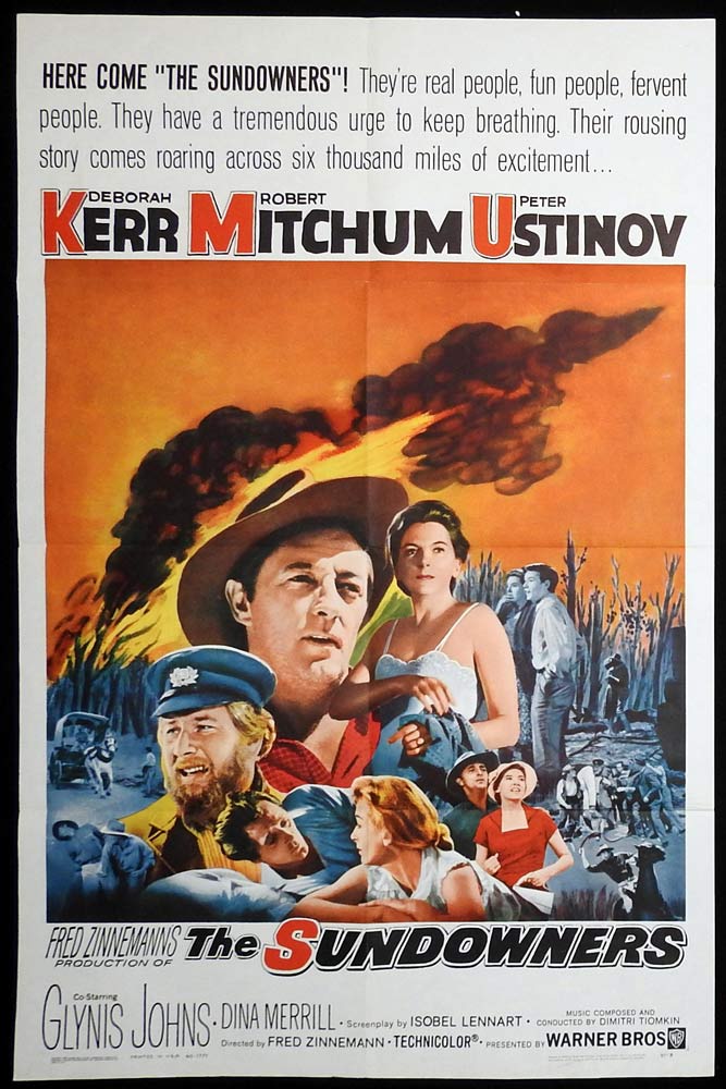 THE SUNDOWNERS Original US One Sheet Movie Poster Deborah Kerr Robert Mitchum Australian Cinema