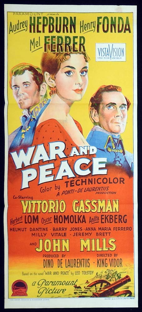 WAR AND PEACE Original Daybill Movie Poster AUDREY HEPBURN Henry Fonda “A” Richardson Studio