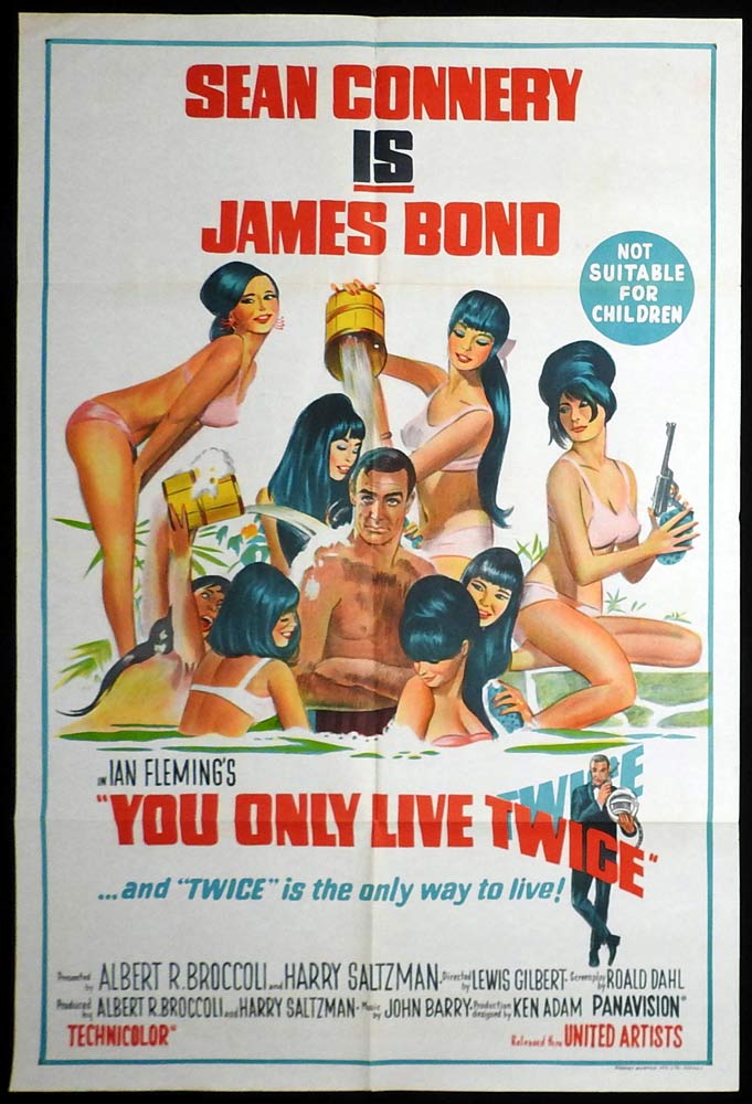 YOU ONLY LIVE TWICE Original AU One Sheet Movie poster Sean Connery Bathtub Style James Bond