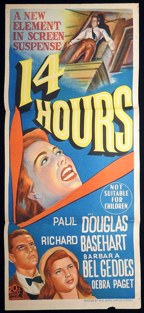14 FOURTEEN HOURS Daybill Movie Poster 1951 Paul Douglas FILM NOIR