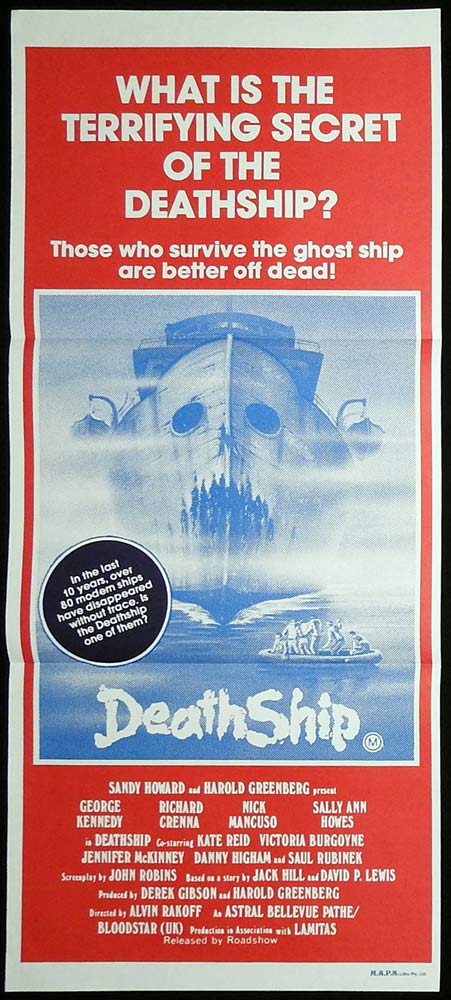 DEATH SHIP Original daybill Movie Poster Richard Crenna George Kennedy Horror