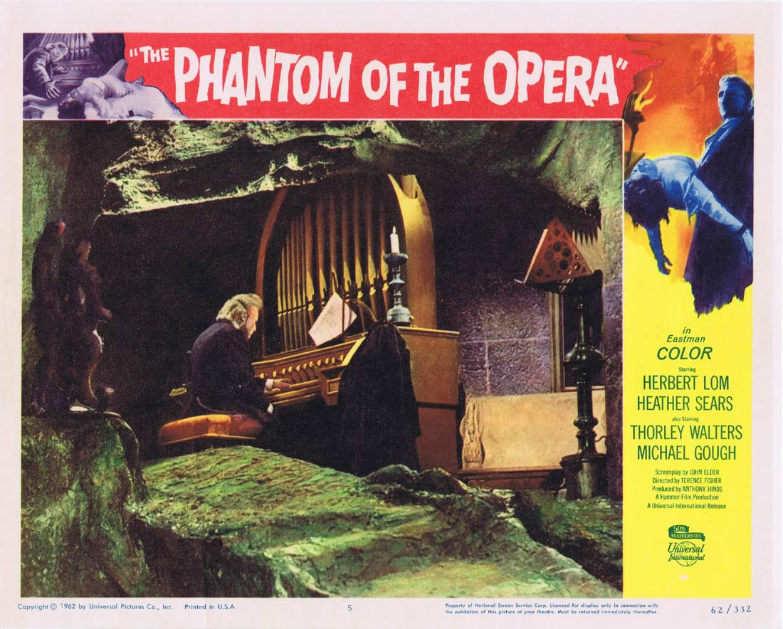 THE PHANTOM OF THE OPERA Original Lobby Card 5 Hammer Horror Herbert Lom