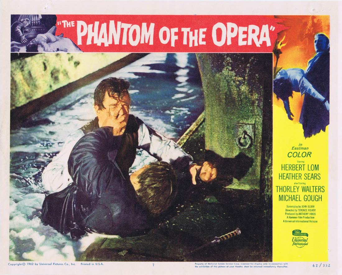 THE PHANTOM OF THE OPERA Original Lobby Card 7 Hammer Horror Herbert Lom