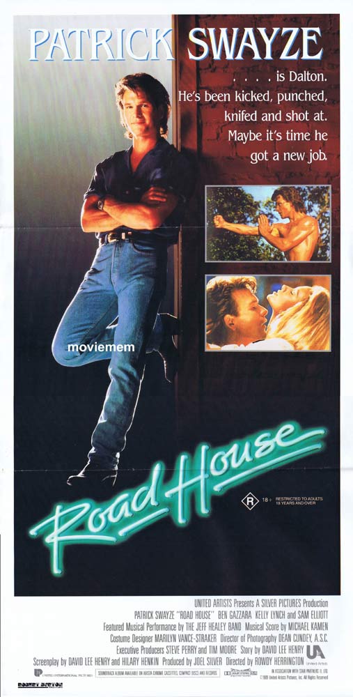 ROAD HOUSE Original Daybill Movie Poster Patrick Swayze Kelly Lynch Sam Elliott