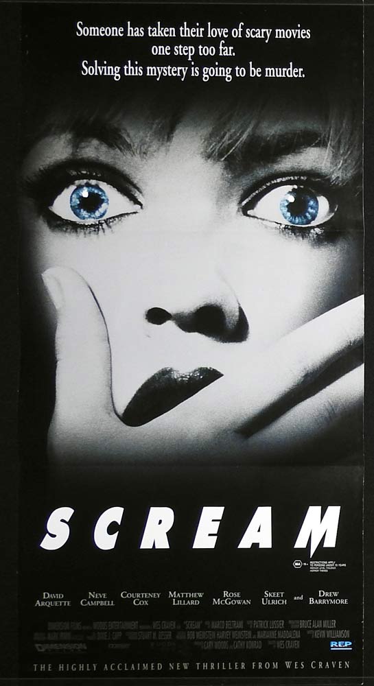 SCREAM Original Daybill Movie Poster David Arquette Neve Campbell Courteney Cox