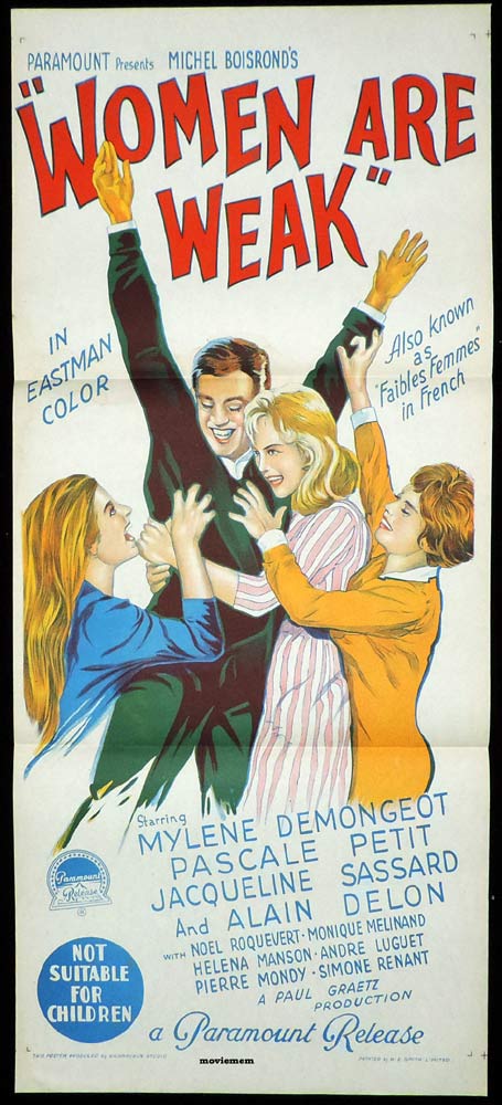 WOMEN ARE WEAK Daybill Movie Poster 1959 Alain Delon Richardson Studio