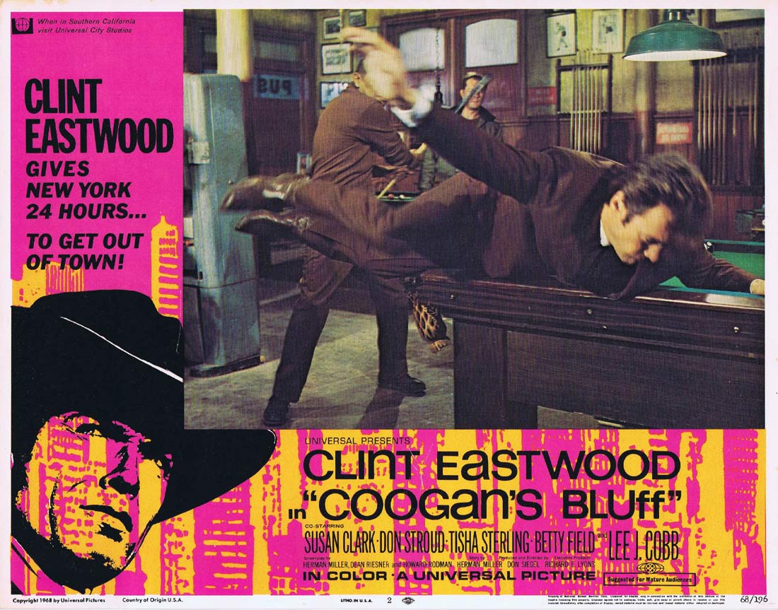 COOGAN’S BLUFF Original Lobby card 2 Clint Eastwood Susan Clark Don Siegel