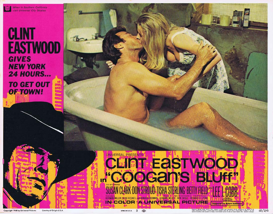 COOGAN’S BLUFF Original Lobby card 3 Clint Eastwood Susan Clark Don Siegel