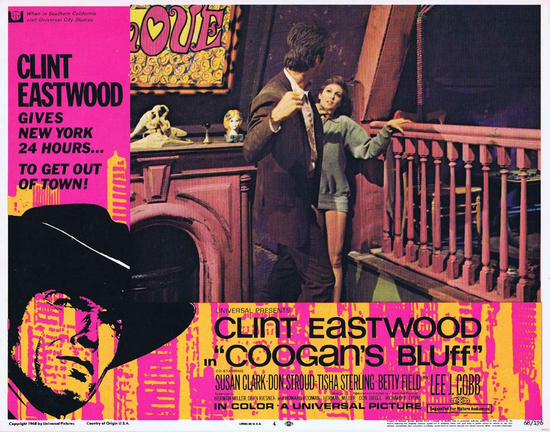 COOGAN’S BLUFF Original Lobby card 4 Clint Eastwood Susan Clark Don Siegel