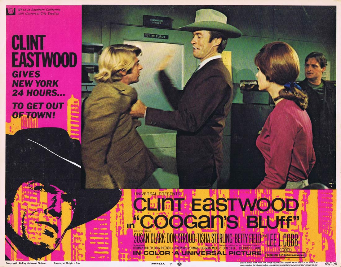 COOGAN’S BLUFF Original Lobby card 7 Clint Eastwood Susan Clark Don Siegel
