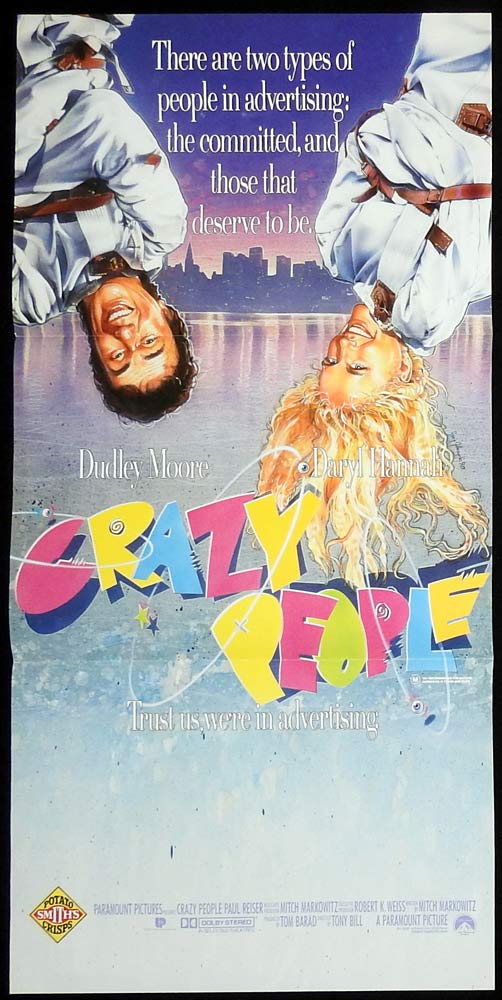 CRAZY PEOPLE Original Daybill Movie Poster Dudley Moore Daryl Hannah