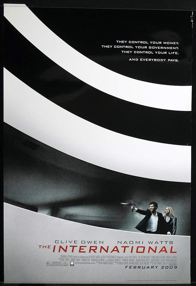 THE INTERNATIONAL Original US One Sheet Movie poster Clive Owen Naomi Watts Armin Mueller-Stahl