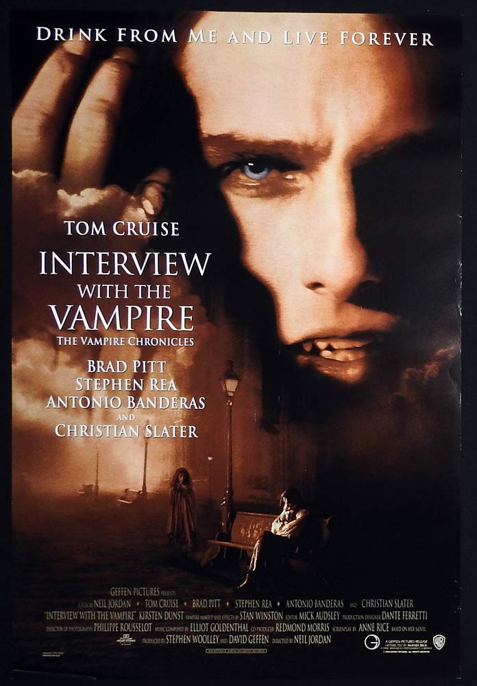 INTERVIEW WITH THE VAMPIRE Original US One Sheet Movie poster Tom Cruise Brad Pitt