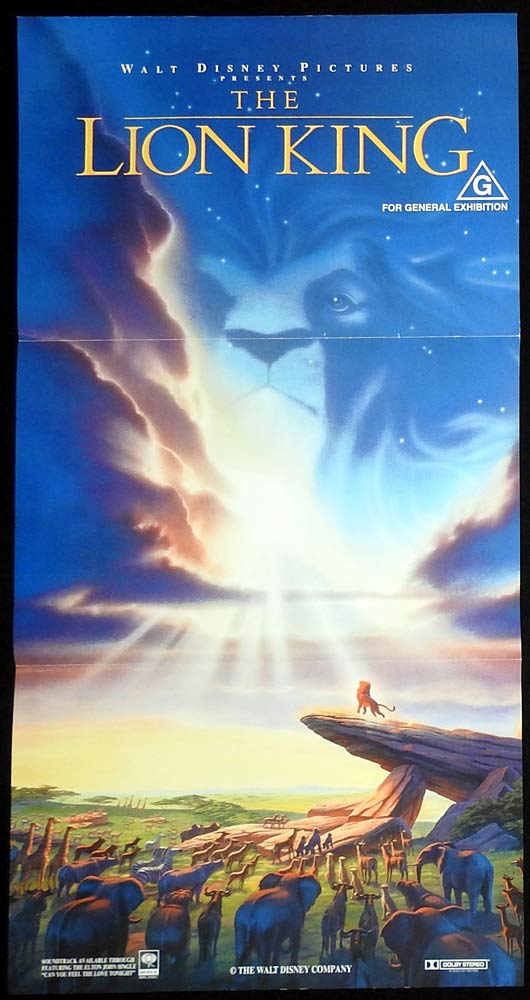 THE LION KING Original Blue Style Daybill Movie Poster Disney
