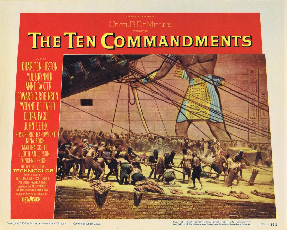 THE TEN COMMANDMENTS Original 1956 Lobby Card 4 Cecil B. DeMille Charlton Heston