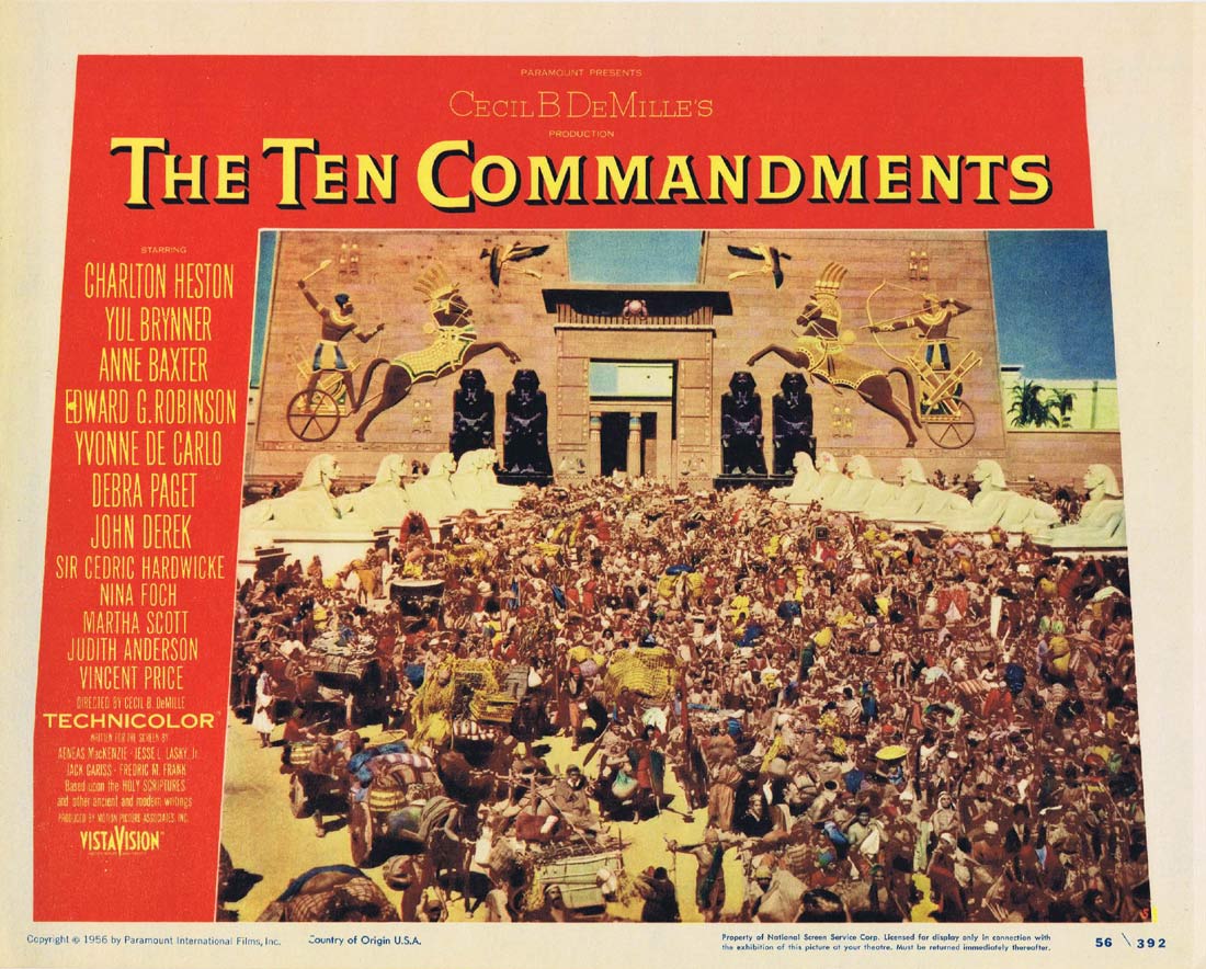 THE TEN COMMANDMENTS Original 1956 Lobby Card 5 Cecil B. DeMille Charlton Heston