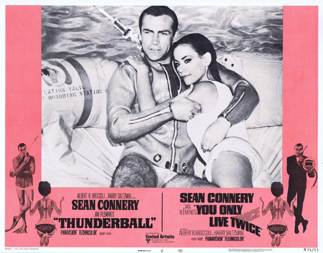 THUNDERBALL YOU ONLY LIVE TWICE Original 1971 Double Bill Lobby Card 8 James Bond