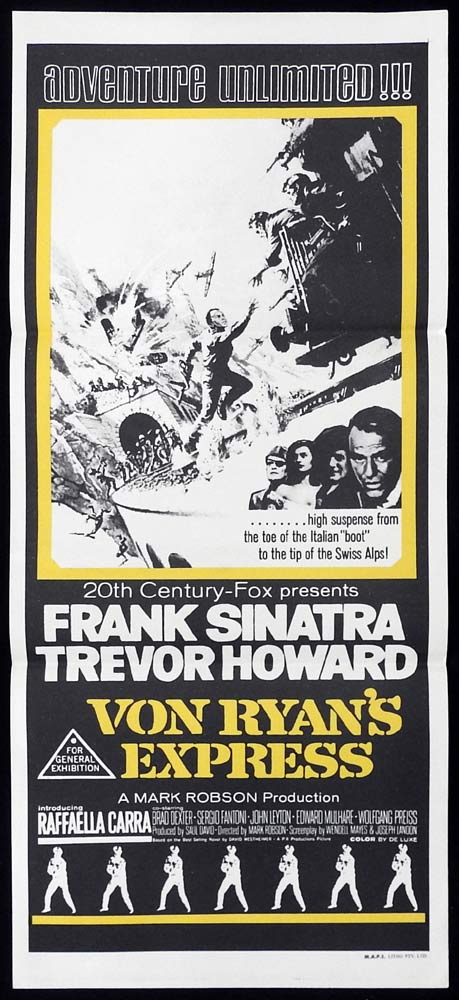 VON RYAN’S EXPRESS Original daybill Movie poster Frank Sinatra Trevor Howard
