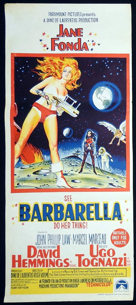 BARBARELLA Original Daybill Movie Poster Jane Fonda John Phillip Law Sci Fi