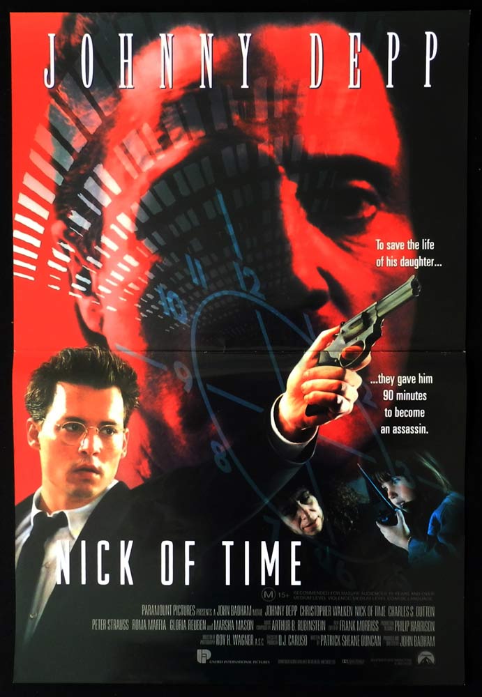 NICK OF TIME Double Sided Daybill Movie Poster Johnny Depp Christopher Walken