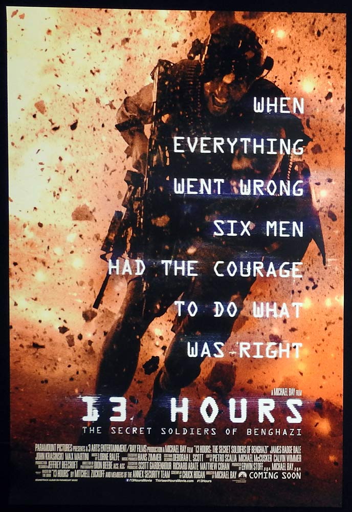 13 HOURS THE SECRET SOLDIERS OF BENGHAZI Original DS US One Sheet Movie Poster James Badge Dale