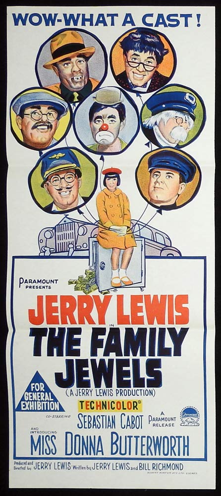 THE FAMILY JEWELS Original Daybill Movie Poster Jerry Lewis Sebastian Cabot