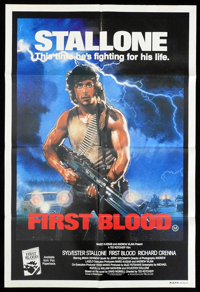 FIRST BLOOD Original One sheet Movie Poster Sylvester Stallone Rambo Richard Crenna