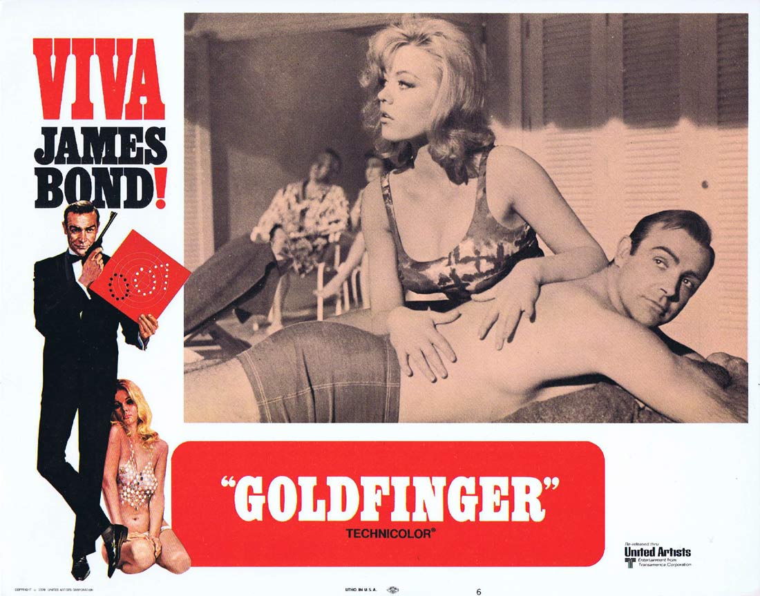 GOLDFINGER Original 1970r US Lobby Card 6 Sean Connery James Bond Honor Blackman