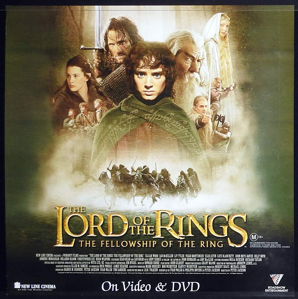 THE LORD OF THE RINGS FELLOWSHIP OF THE RING Original 2002 VIDEO Movie poster