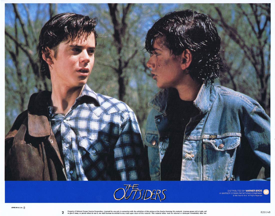 THE OUTSIDERS Original Lobby card 2 Patrick Swayze Matt Dillon Tom Cruise